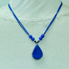 Load image into Gallery viewer, Lapis Lazuli Tear Drop Shape Pendant Necklace
