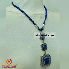 Load image into Gallery viewer, Lapis Lazuli Triple Stone Pendants Necklace
