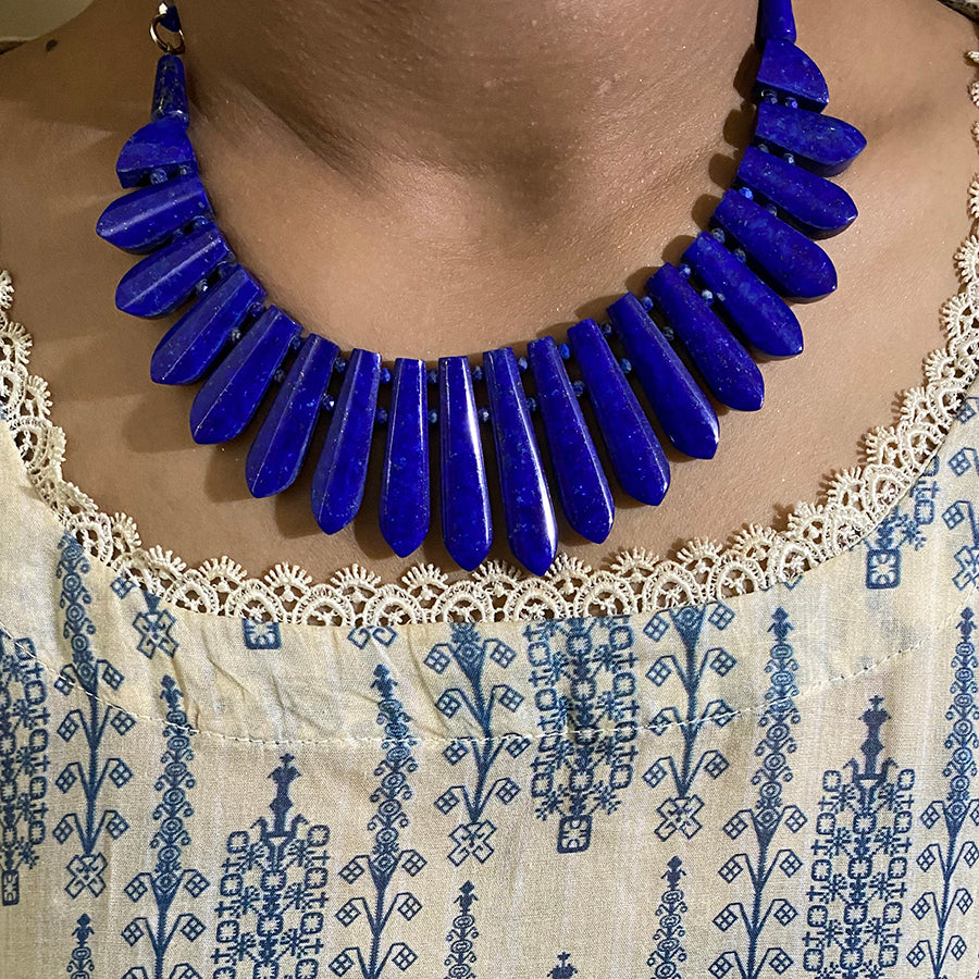 Lapis Lazuli Vintage Choker Necklace Jewelry set
