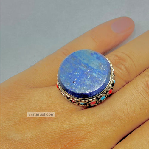 Lapis Stone Handmade Kuchi Ring
