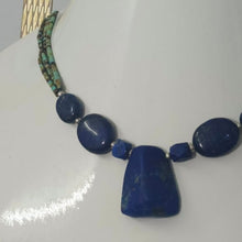 Load image into Gallery viewer, Lapis Lazuli &amp; Turquoise Vintage Beaded Necklace
