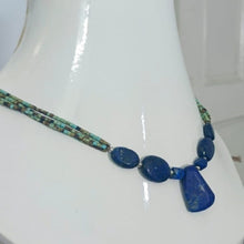 Load image into Gallery viewer, Lapis Lazuli &amp; Turquoise Vintage Beaded Necklace
