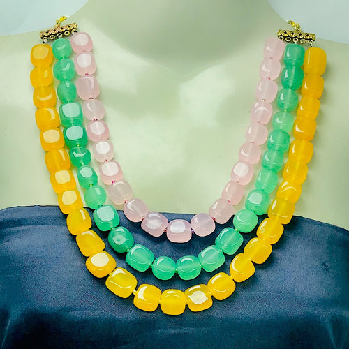 Multicolor Layered Stone Beaded Necklace