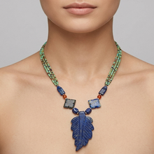 Load image into Gallery viewer, Lapis Lazuli Leaf Pendant Necklace
