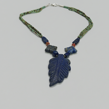 Load image into Gallery viewer, Lapis Lazuli Leaf Pendant Necklace

