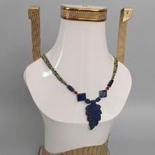 Load image into Gallery viewer, Lapis Lazuli Leaf Pendant Necklace
