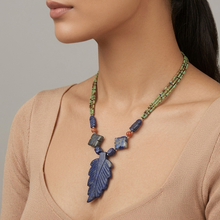 Load image into Gallery viewer, Lapis Lazuli Leaf Pendant Necklace
