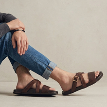 Load image into Gallery viewer, Men's Handmade Leather Slides
