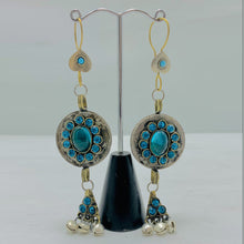 Load image into Gallery viewer, Light Weight Earrings With Turquoise Glass Stone
