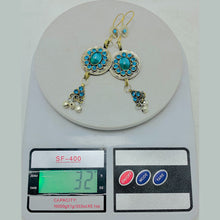 Load image into Gallery viewer, Light Weight Earrings With Turquoise Glass Stone
