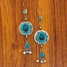 Load image into Gallery viewer, Light Weight Earrings With Turquoise Glass Stone
