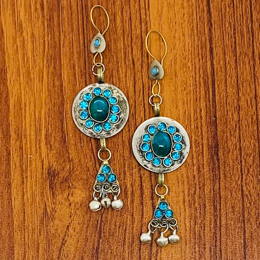 Light Weight Earrings With Turquoise Glass Stone