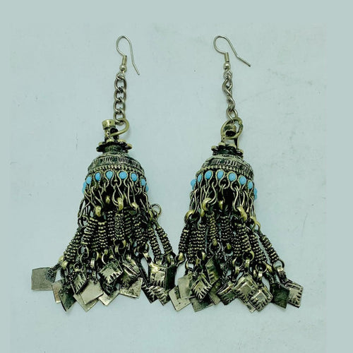 Long Kuchi Antique Earrings with Tassels