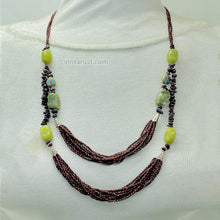 Load image into Gallery viewer, Maroon Beads and Stones Necklace
