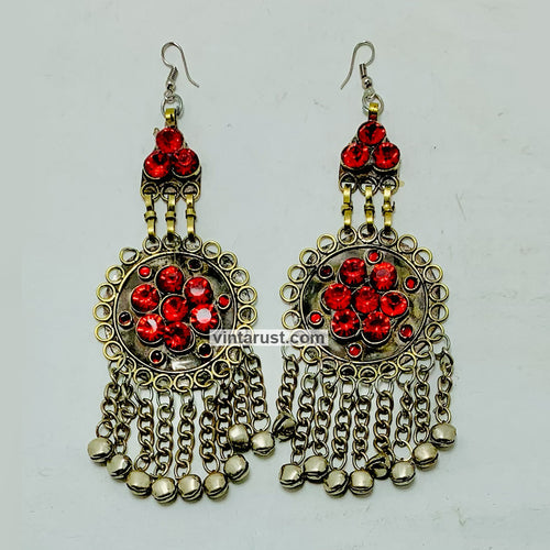 Massive Boho Red Dangle Earrings