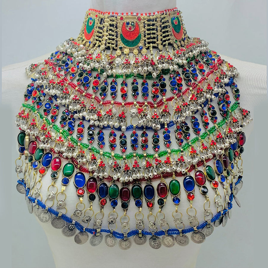 Massive Multicolor Glass Stones Choker Necklace