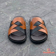 Load image into Gallery viewer, Men's Handmade Leather Woven Slide Sandals
