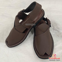 Load image into Gallery viewer, Men&#39;s Brown Leather Handmade Peshawari Chappal

