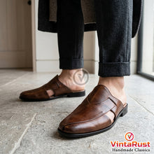 Load image into Gallery viewer, Men’s Brown Leather Slip-On Mules
