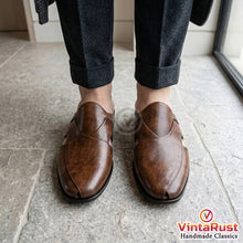 Load image into Gallery viewer, Men’s Brown Leather Slip-On Mules
