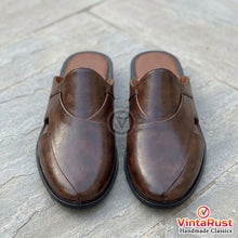 Load image into Gallery viewer, Men’s Brown Leather Slip-On Mules
