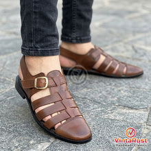 Load image into Gallery viewer, Men's Handcrafted Leather Gladiator Sandals
