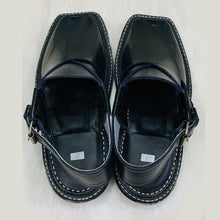 Load image into Gallery viewer, Men&#39;s Shine Black Peshawari Leather Chappal
