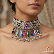 Load image into Gallery viewer, Multicolor Glass Stones Choker With Dangling Tassels
