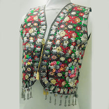 Load image into Gallery viewer, Multicolor Handmade Vest With Silver Motifs and Shells
