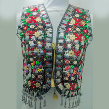 Load image into Gallery viewer, Multicolor Handmade Vest With Silver Motifs and Shells
