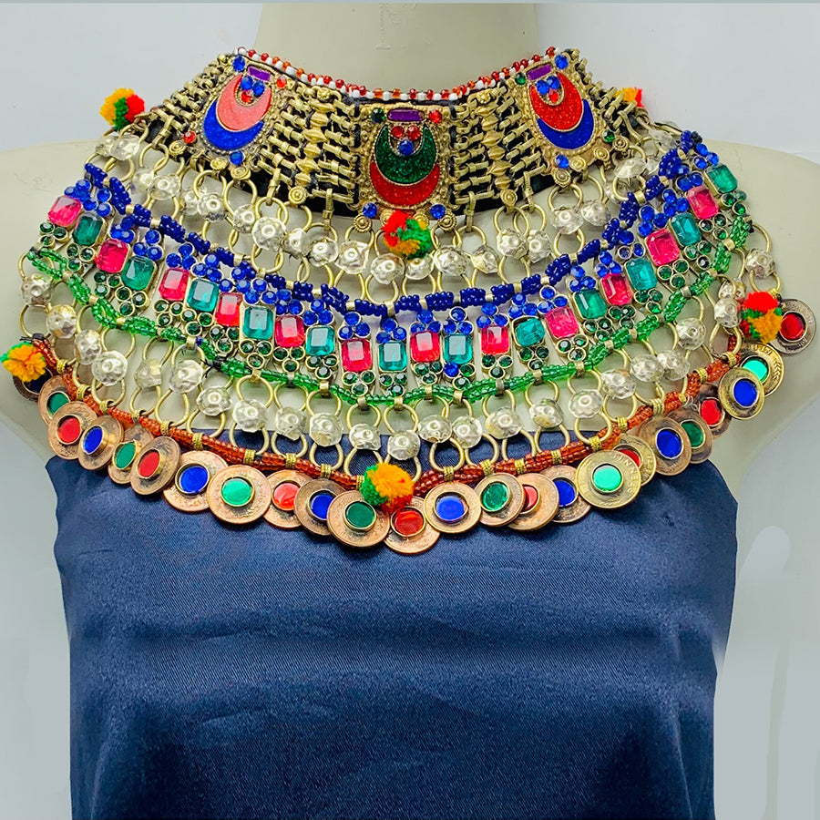 Multicolor Stone Layered Choker Necklace