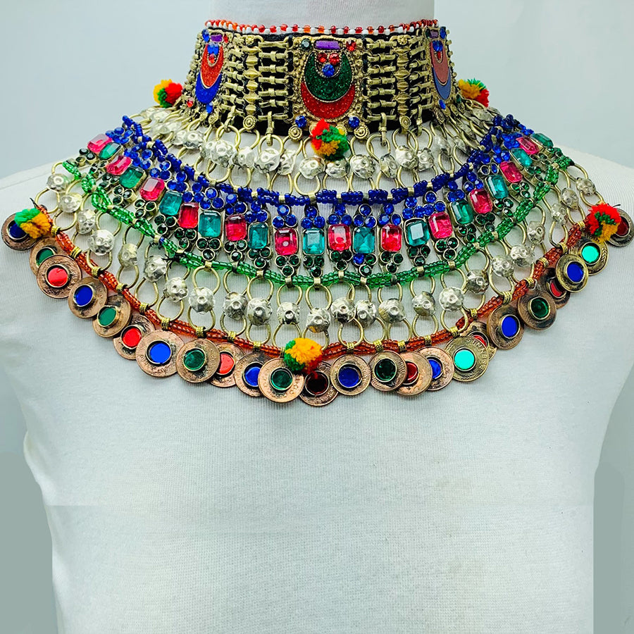 Multicolor Stone Layered Choker Necklace