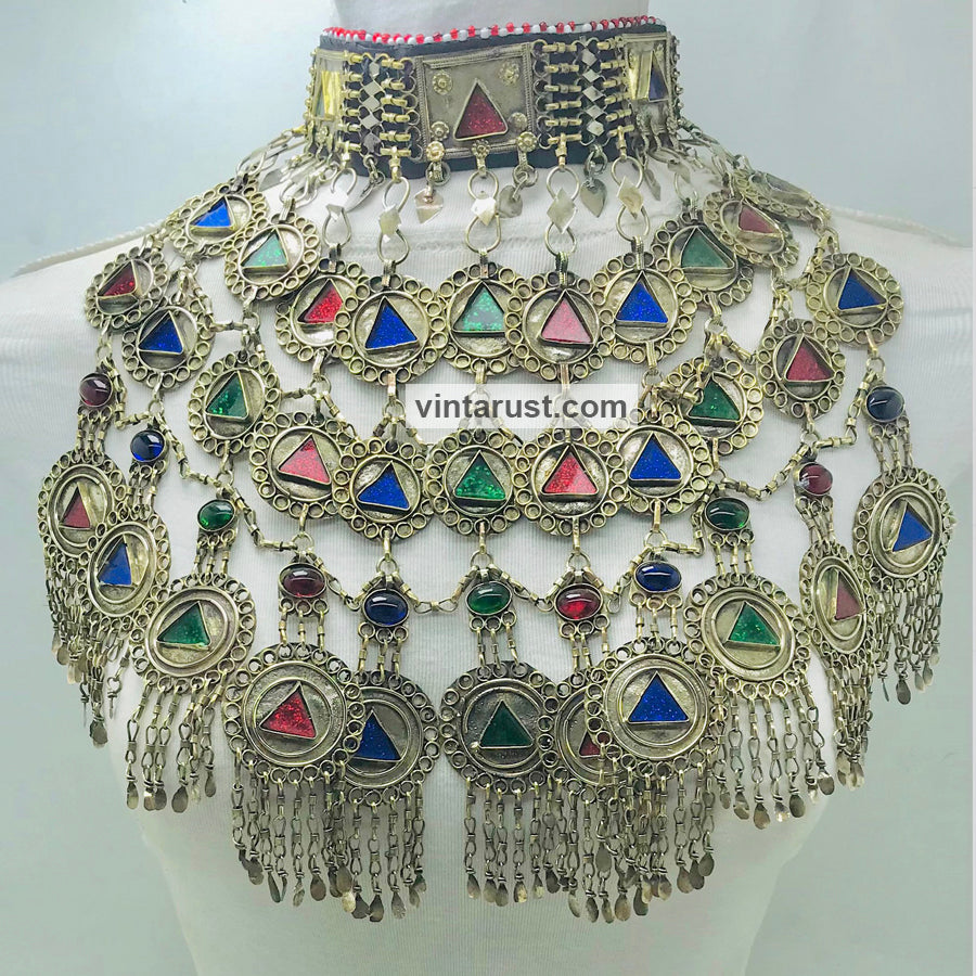 Multicolor Tribal Boho Oversized Choker Necklace