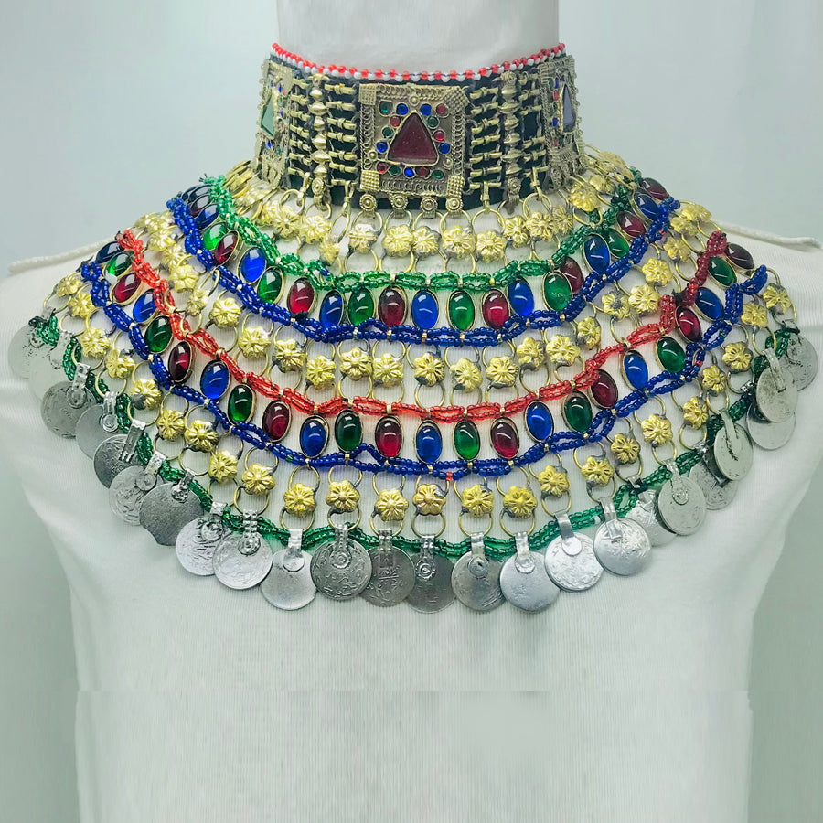 Multicolor Tribal Boho Statement Choker Necklace