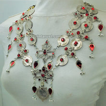 Load image into Gallery viewer, Multilayers Coins Necklace With Red Glass Stone
