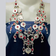 Load image into Gallery viewer, Multilayers Coins Necklace With Red Glass Stone
