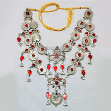 Load image into Gallery viewer, Multilayers Coins Necklace With Red Glass Stone
