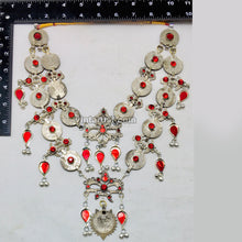 Load image into Gallery viewer, Multilayers Coins Necklace With Red Glass Stone
