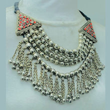 Load image into Gallery viewer, Multilayers Silver Metallic Beaded Choker Necklace
