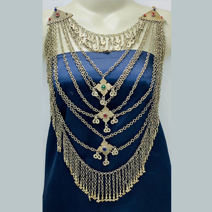 Multilayers Vintage Silver Kuchi Necklace