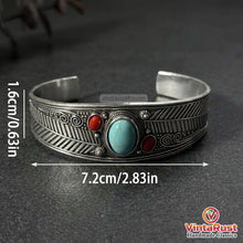 Load image into Gallery viewer, Native American Turquoise Coral Silver Cuff
