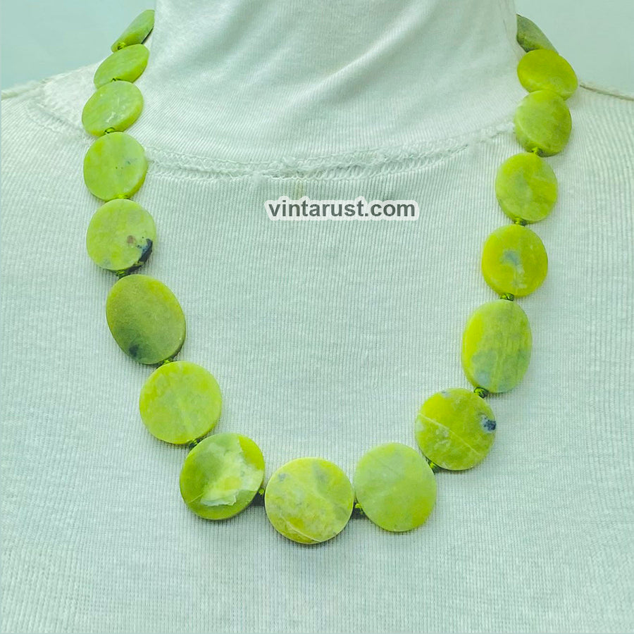 Natural Jade Bead Stone Choker Necklace