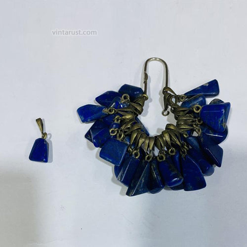 Natural Lapis Lazuli Carved Leaves Pendant