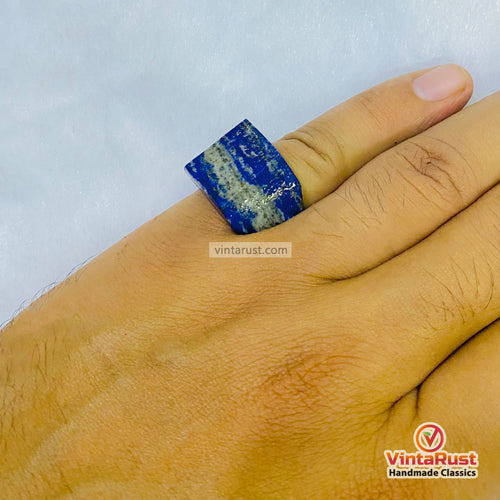 Natural Lapis Lazuli Gemstone Statement Ring