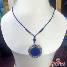Load image into Gallery viewer, Natural Lapis Lazuli Silver Medallion Necklace
