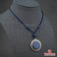 Load image into Gallery viewer, Natural Lapis Lazuli Silver Medallion Necklace
