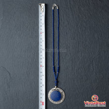 Load image into Gallery viewer, Natural Lapis Lazuli Silver Medallion Necklace
