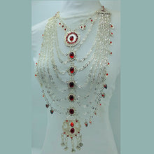 Load image into Gallery viewer, Oversized Layered Necklace With Red Glass Stones
