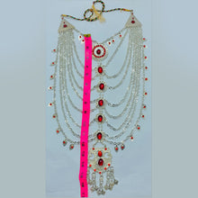 Load image into Gallery viewer, Oversized Layered Necklace With Red Glass Stones
