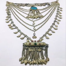Load image into Gallery viewer, Multilayers Bib Necklace With Dangling Amulet Style Pendant
